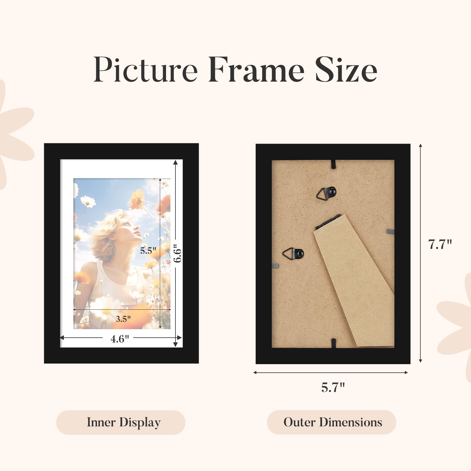 SYNTRIFIC 5x7 Picture Frame Set of 2,Display Pictures 4x6 with Mat or 5x7 Without Mat,Wall Hanging Photo Frame or Tabletop Displ